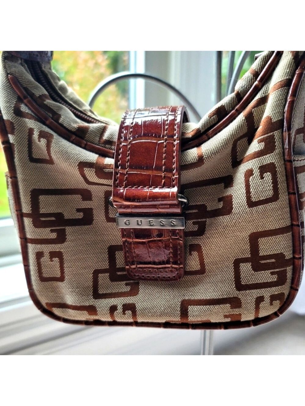 Vintage Y2K Guess Monogram Shoulder Handbag